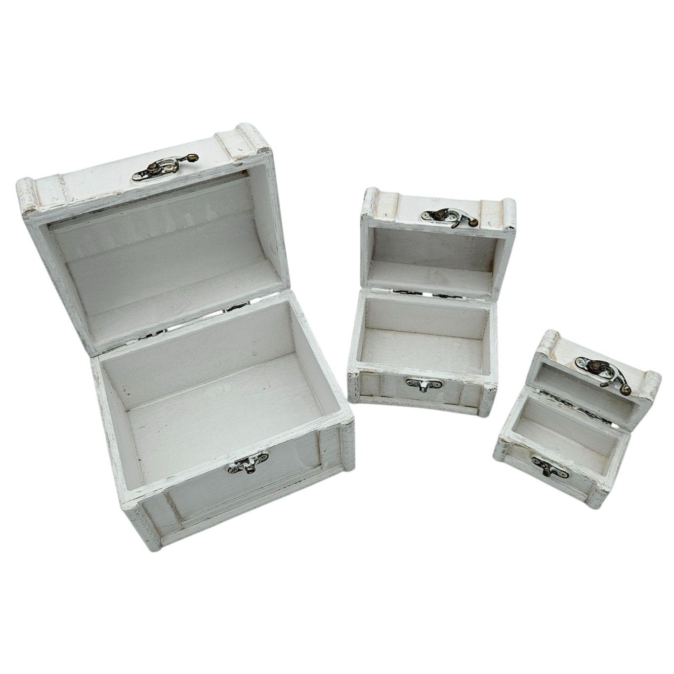 Treasure chest wooden box with lid box white brown small treasure chest set of 3