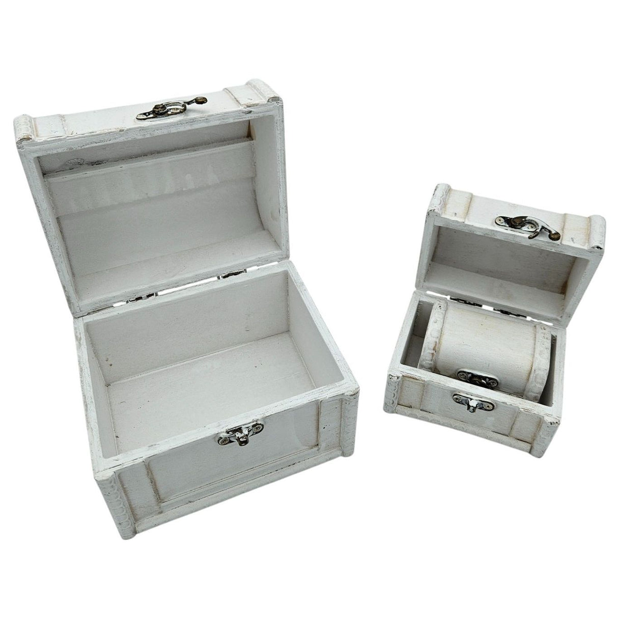 Treasure chest wooden box with lid box white brown small treasure chest set of 3