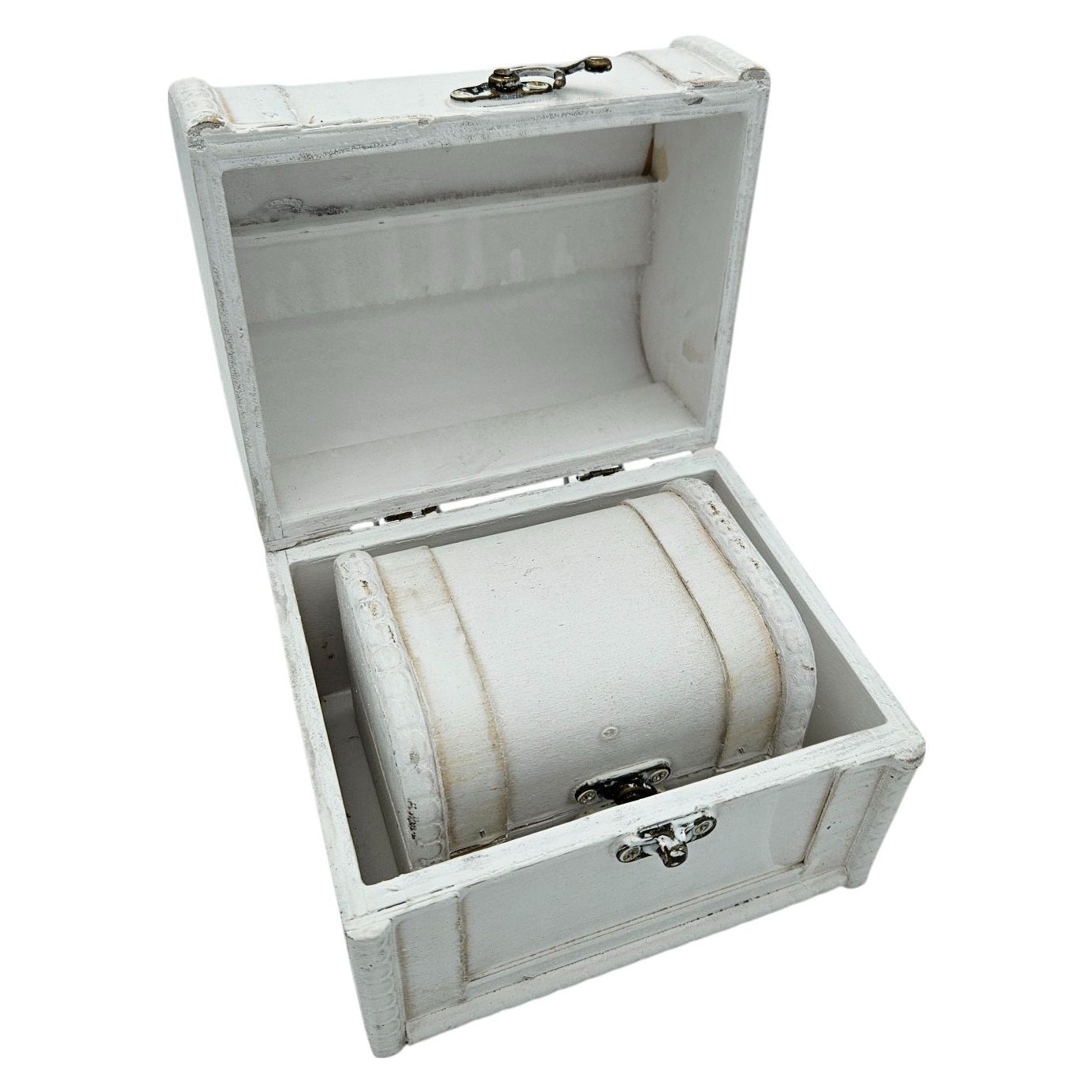 Treasure chest wooden box with lid box white brown small treasure chest set of 3