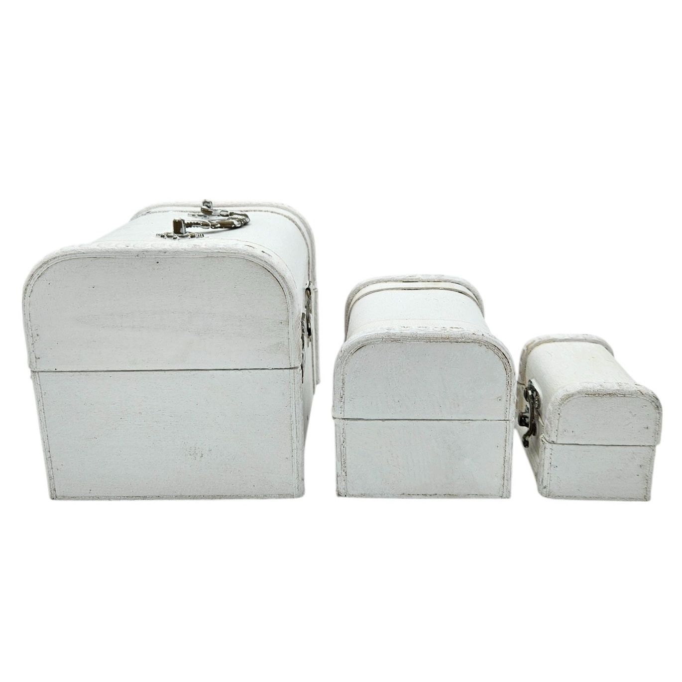 Treasure chest wooden box with lid box white brown small treasure chest set of 3