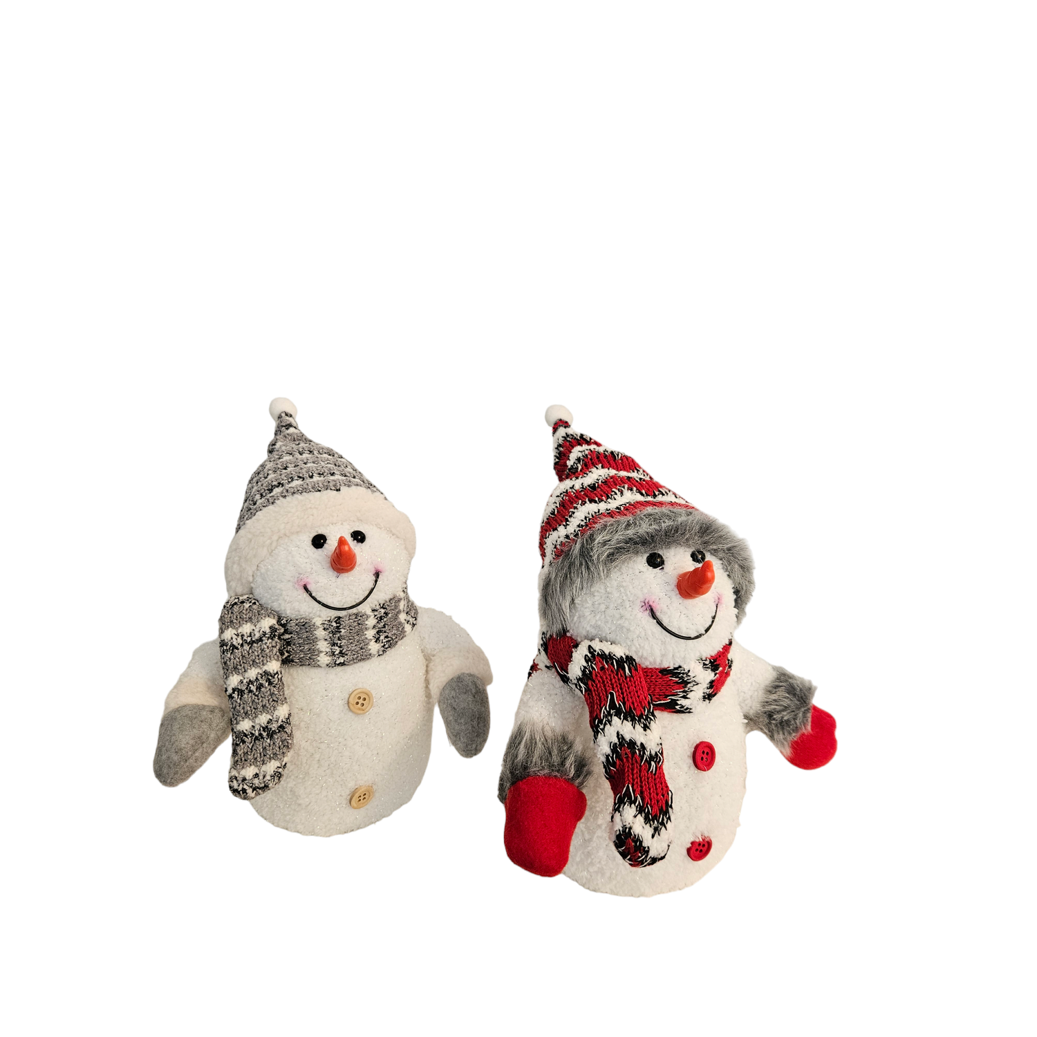 2x snowman with LED colorful scarf & hat height 20 cm lighting warm white