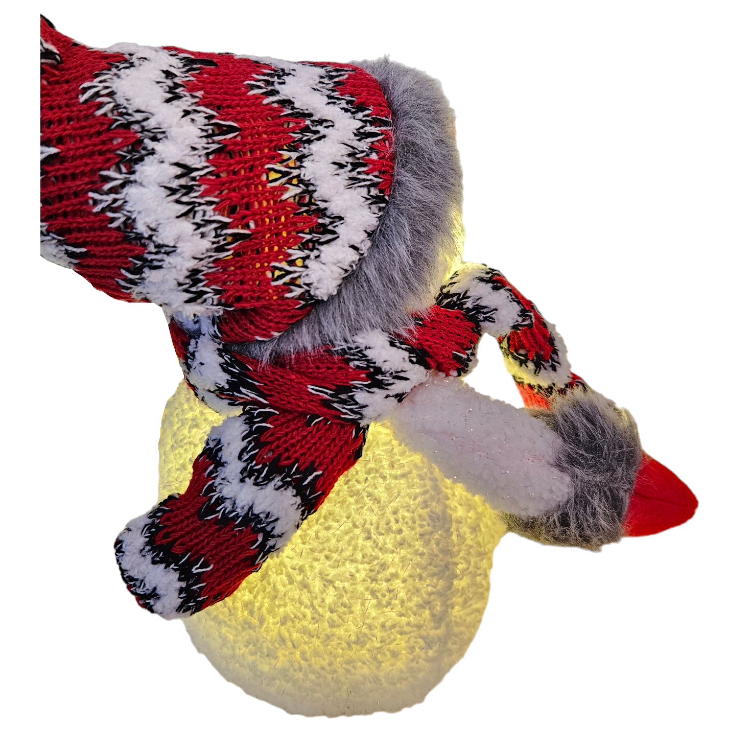 Snowman with warm white LED lighting scarf & hat red Christmas decoration H 20 cm