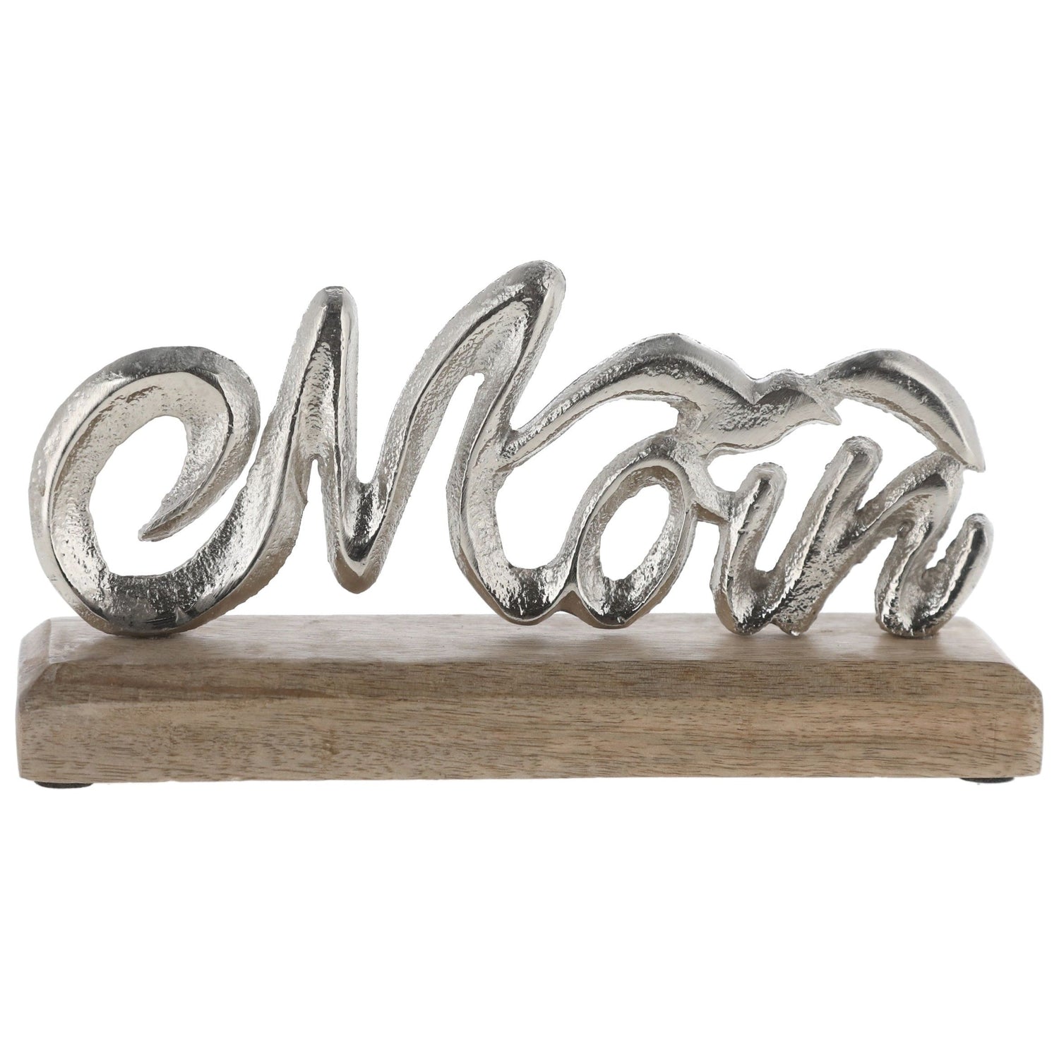 Schriftzug Moin Möwe Dekoschriftzug Mangoholz Aluminium Holz Silber 23x11x5 cm