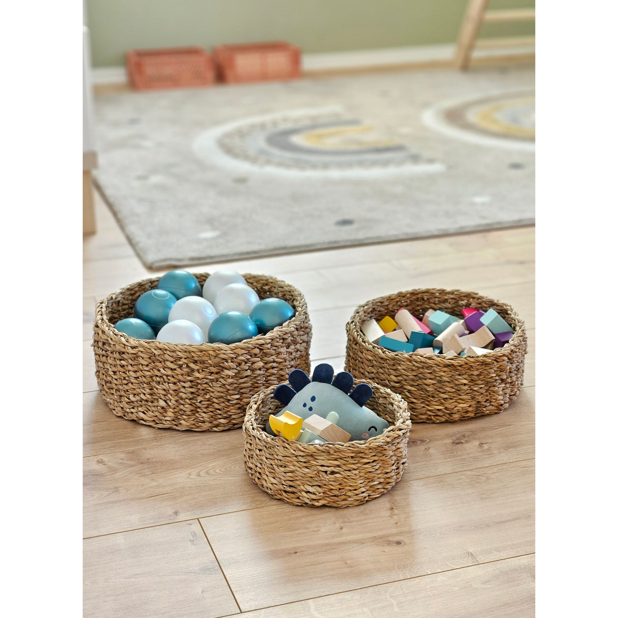 3 baskets round basket seagrass storage basket decorative basket natural brown round basket