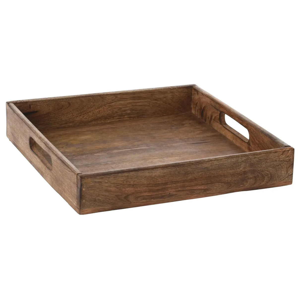 Serviertablett Dekotablett Mangoholz braun Natur Massiv Griff Schale eckig Holz