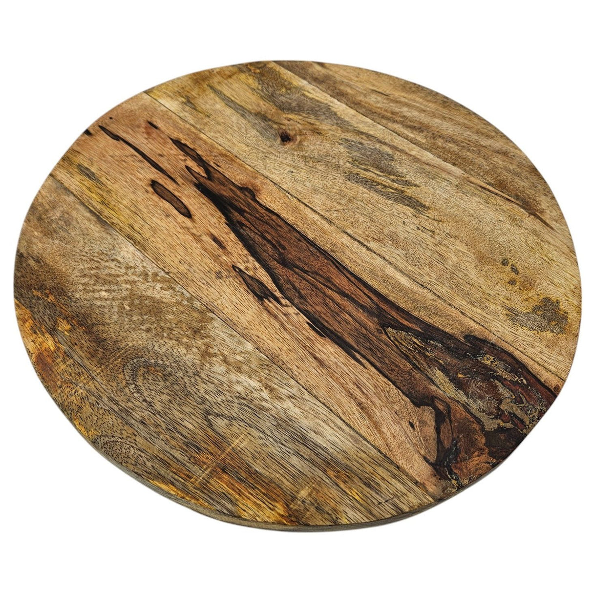 Serving plate decorative plate mango wood candle board round wood brown metal base B-WARE