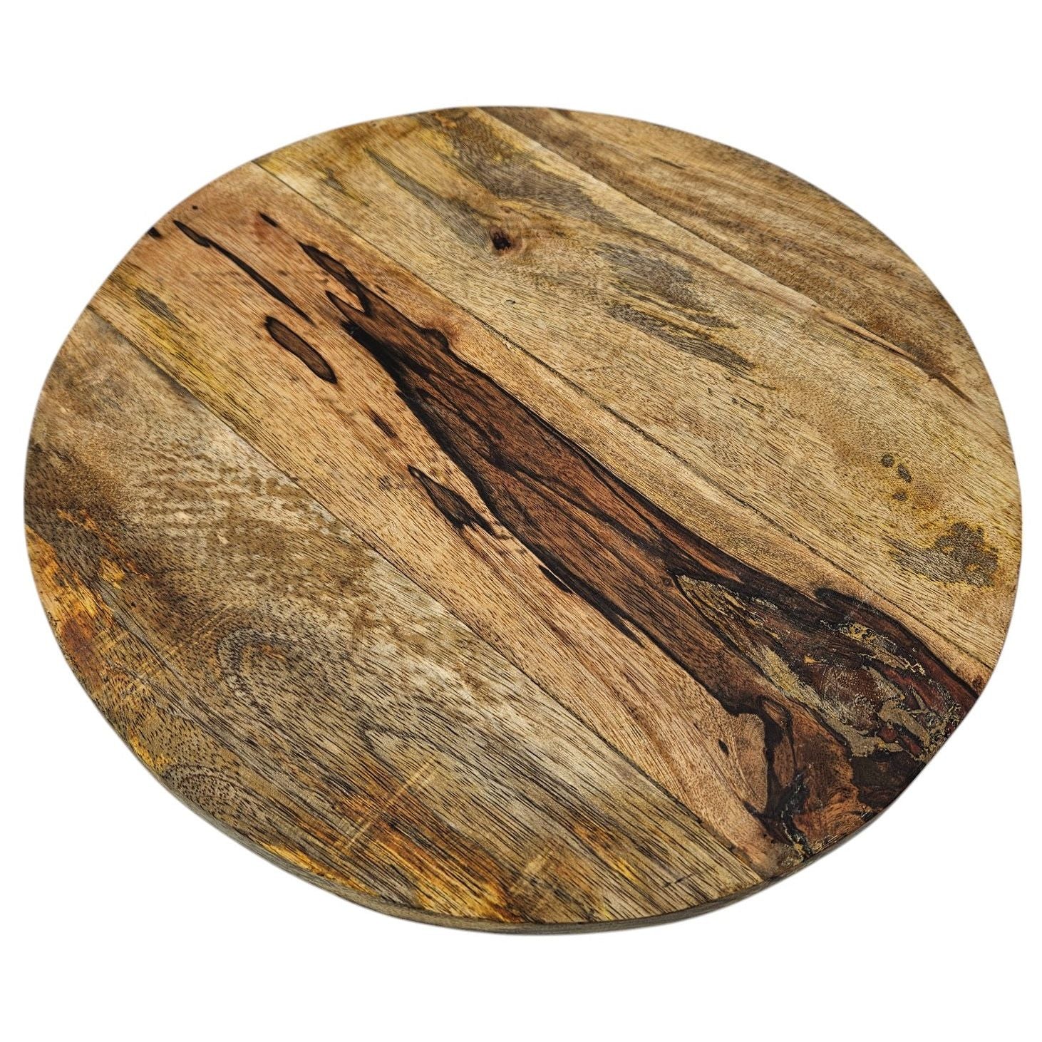 Serving plate decorative plate mango wood candle board round wood brown metal base B-WARE