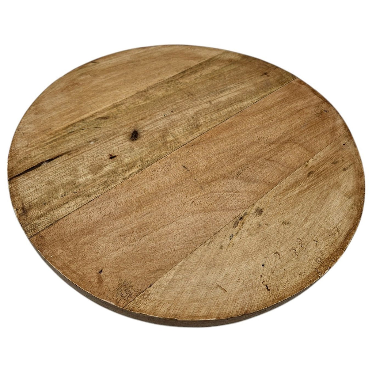 Serving plate decorative plate mango wood candle board round wood brown metal base B-WARE