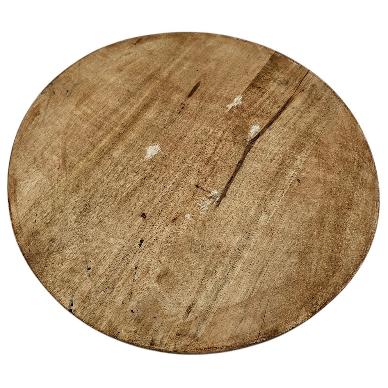 Serving plate decorative plate mango wood candle board round wood brown metal base B-WARE