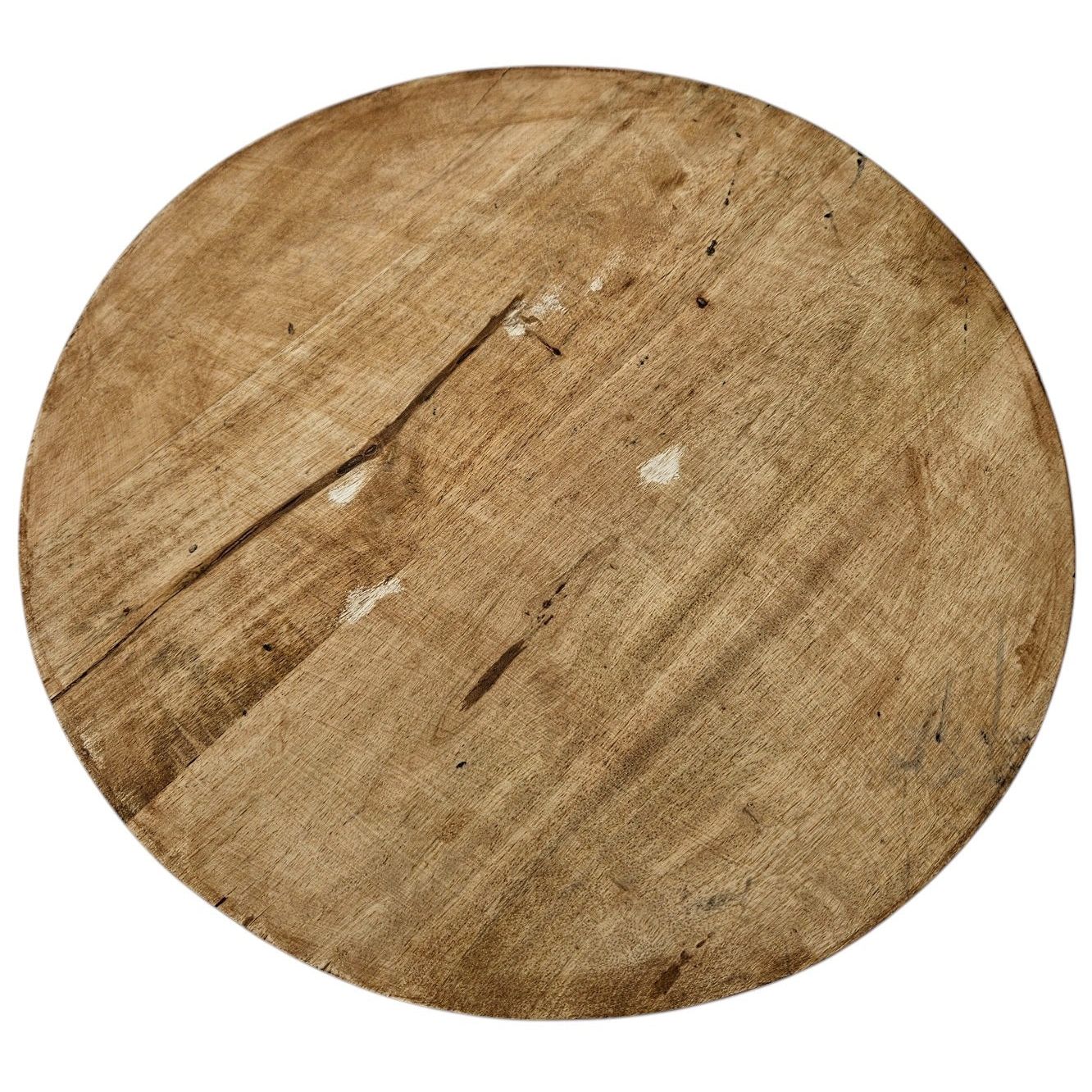 Serving plate decorative plate mango wood candle board round wood brown metal base B-WARE