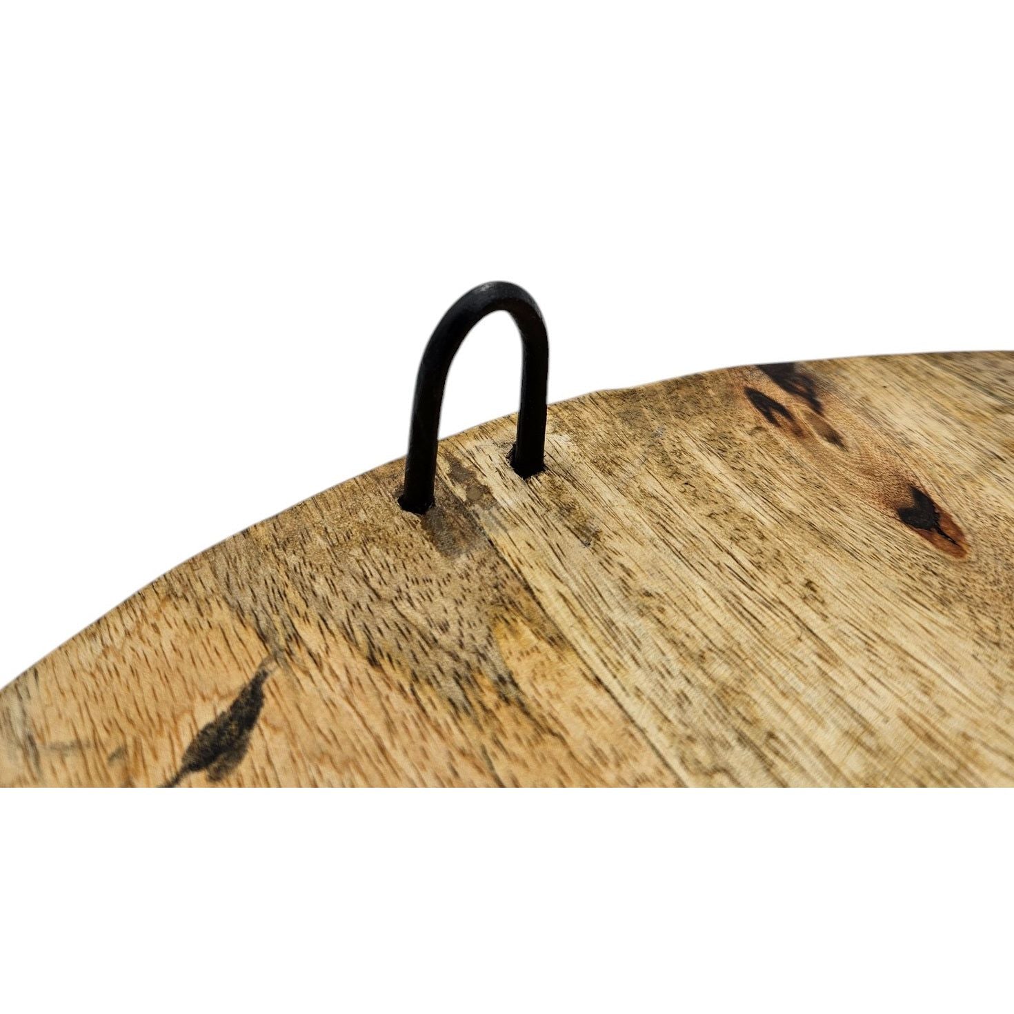 Serving plate decorative plate mango wood candle board round wood brown metal base B-WARE