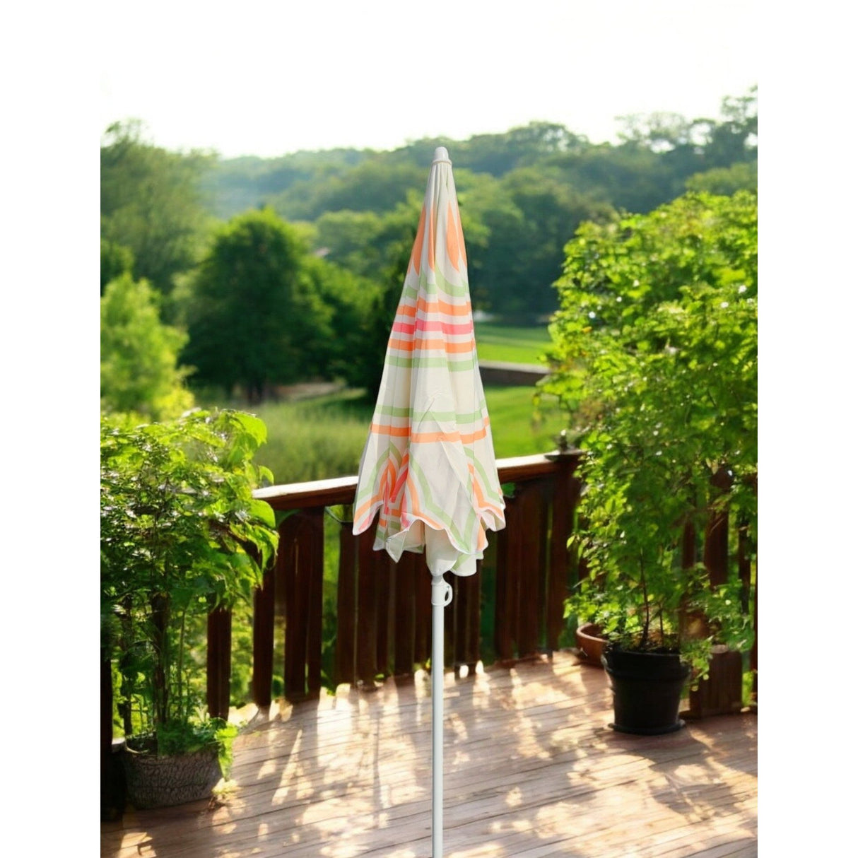 Parasol beach umbrella UV 30+ balcony umbrella green blue circles stripes