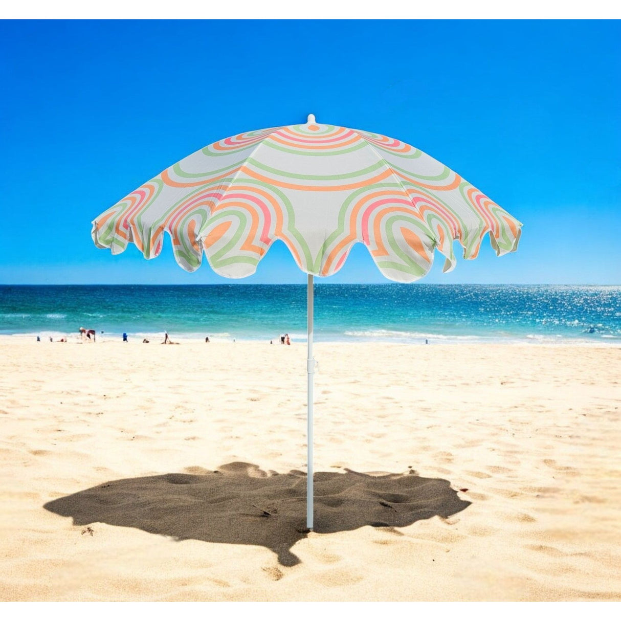 Parasol beach umbrella UV 30+ balcony umbrella green blue circles stripes