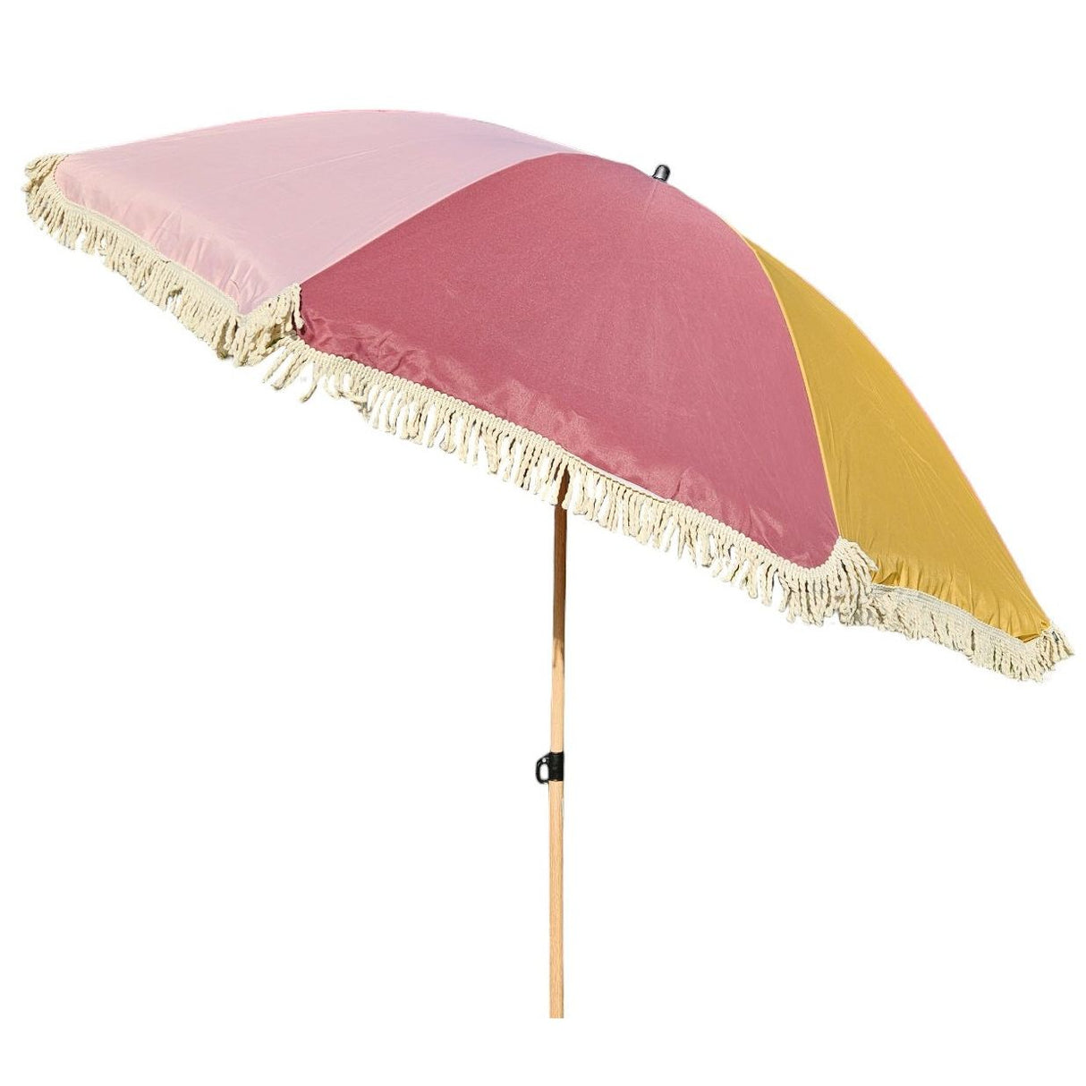 Parasol beach umbrella UV protection fringes PINK YELLOW foldable Ø 170 cm