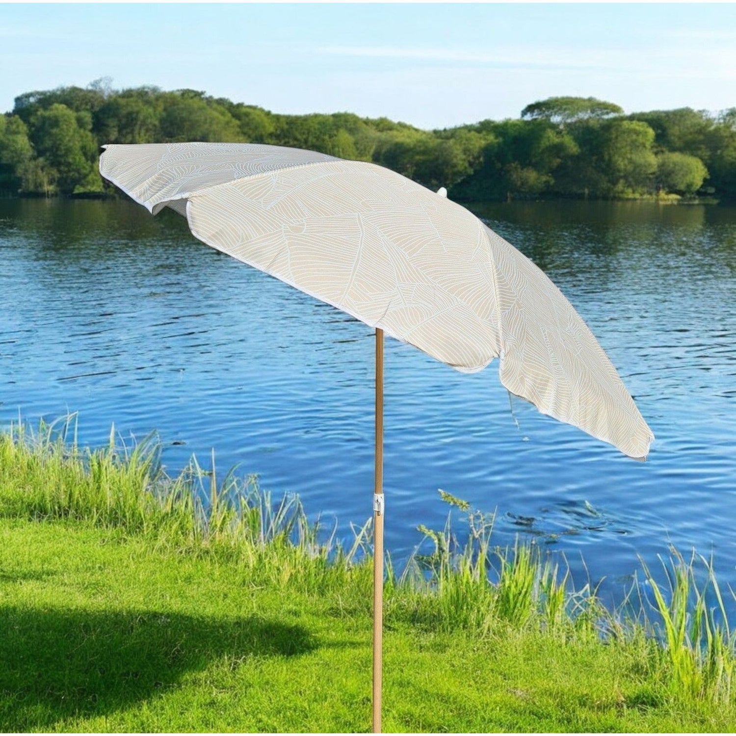 Parasol beach umbrella balcony umbrella green cream brown 160 cm UV protection 30+