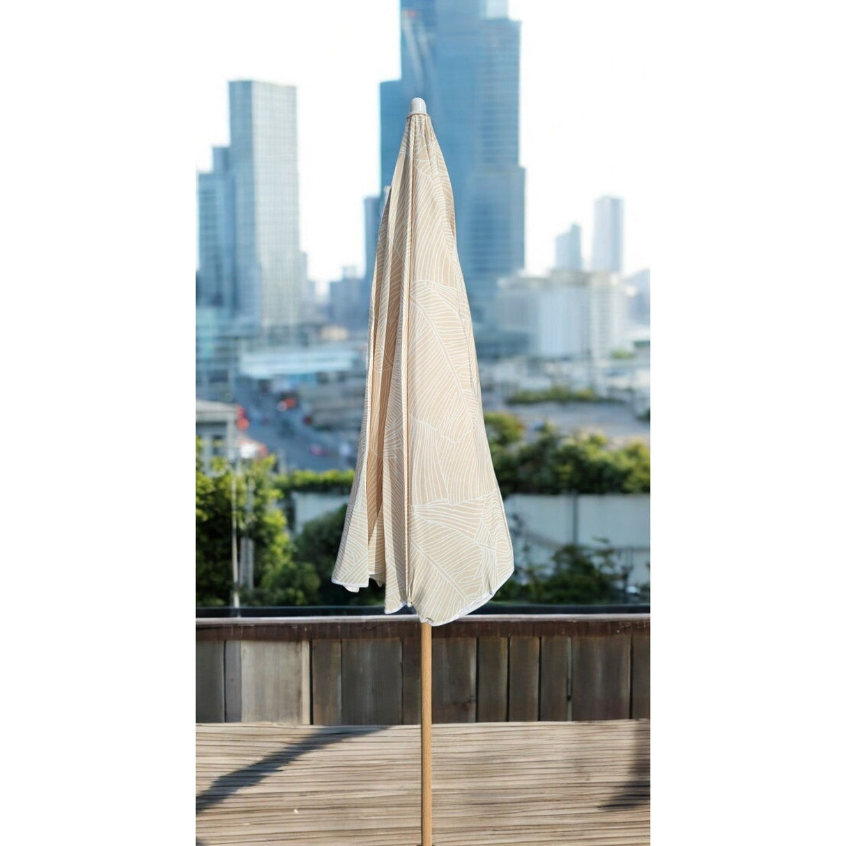 Parasol beach umbrella balcony umbrella green cream brown 160 cm UV protection 30+