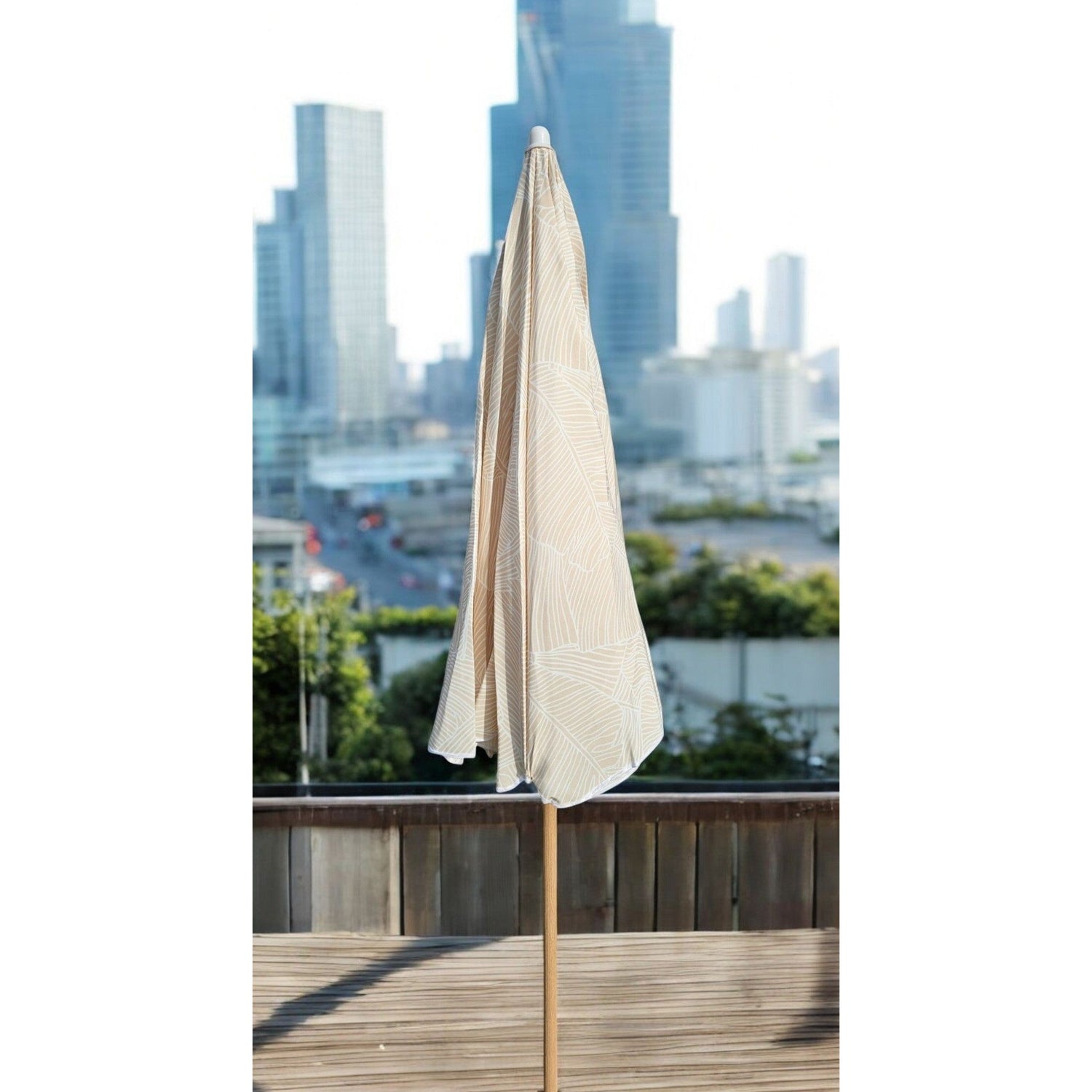 Parasol beach umbrella balcony umbrella green cream brown 160 cm UV protection 30+