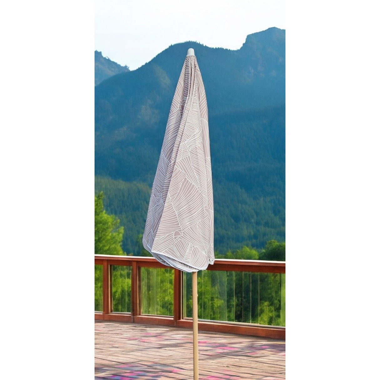 Parasol beach umbrella balcony umbrella green cream brown 160 cm UV protection 30+