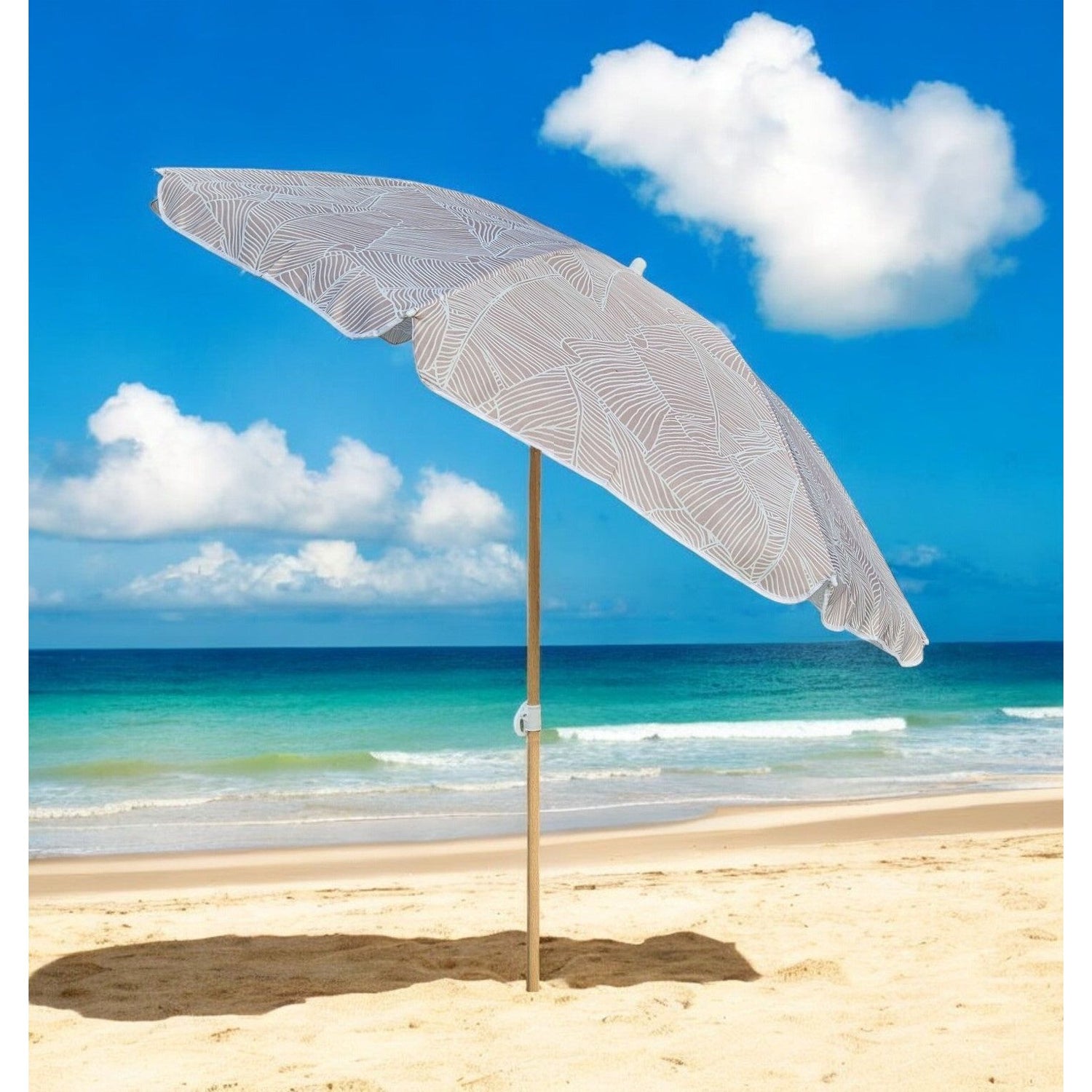 Parasol beach umbrella balcony umbrella green cream brown 160 cm UV protection 30+