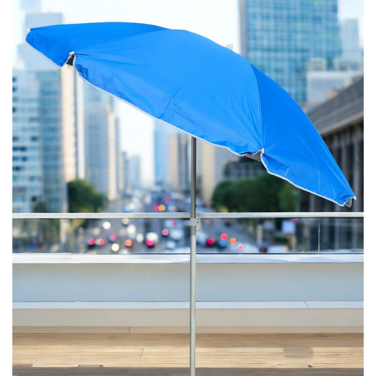Parasol beach umbrella beach travel stable UV protection UPF 50+ blue 170 cm