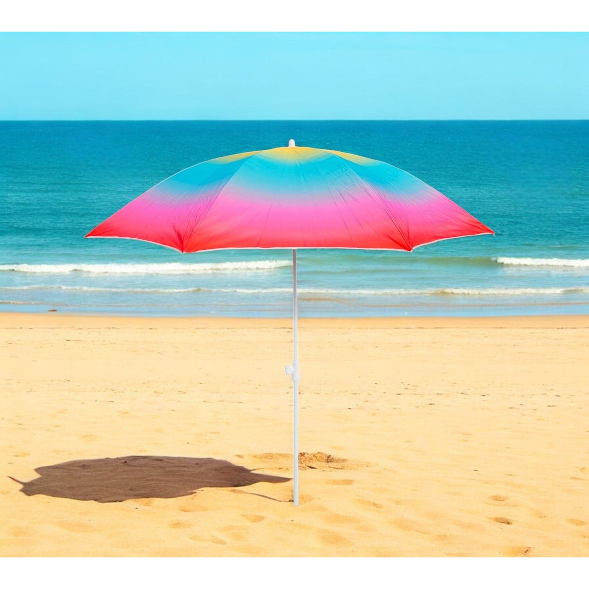 Parasol beach umbrella balcony umbrella UV protection 50+ yellow red 155 cm colorful