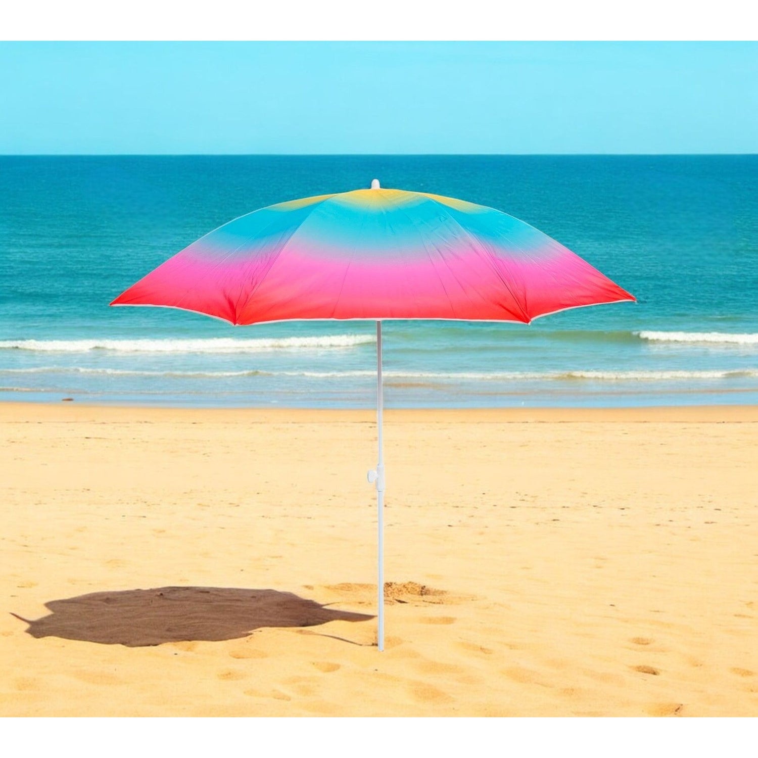 Parasol beach umbrella balcony umbrella UV protection 50+ yellow red 155 cm colorful