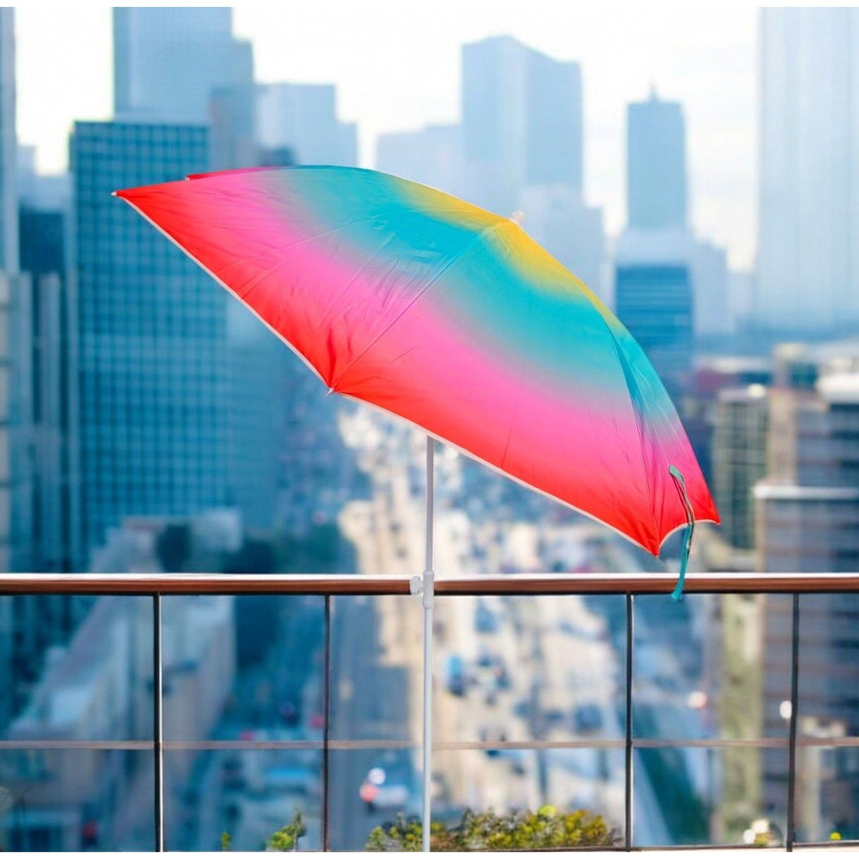 Parasol beach umbrella balcony umbrella UV protection 50+ yellow red 155 cm colorful