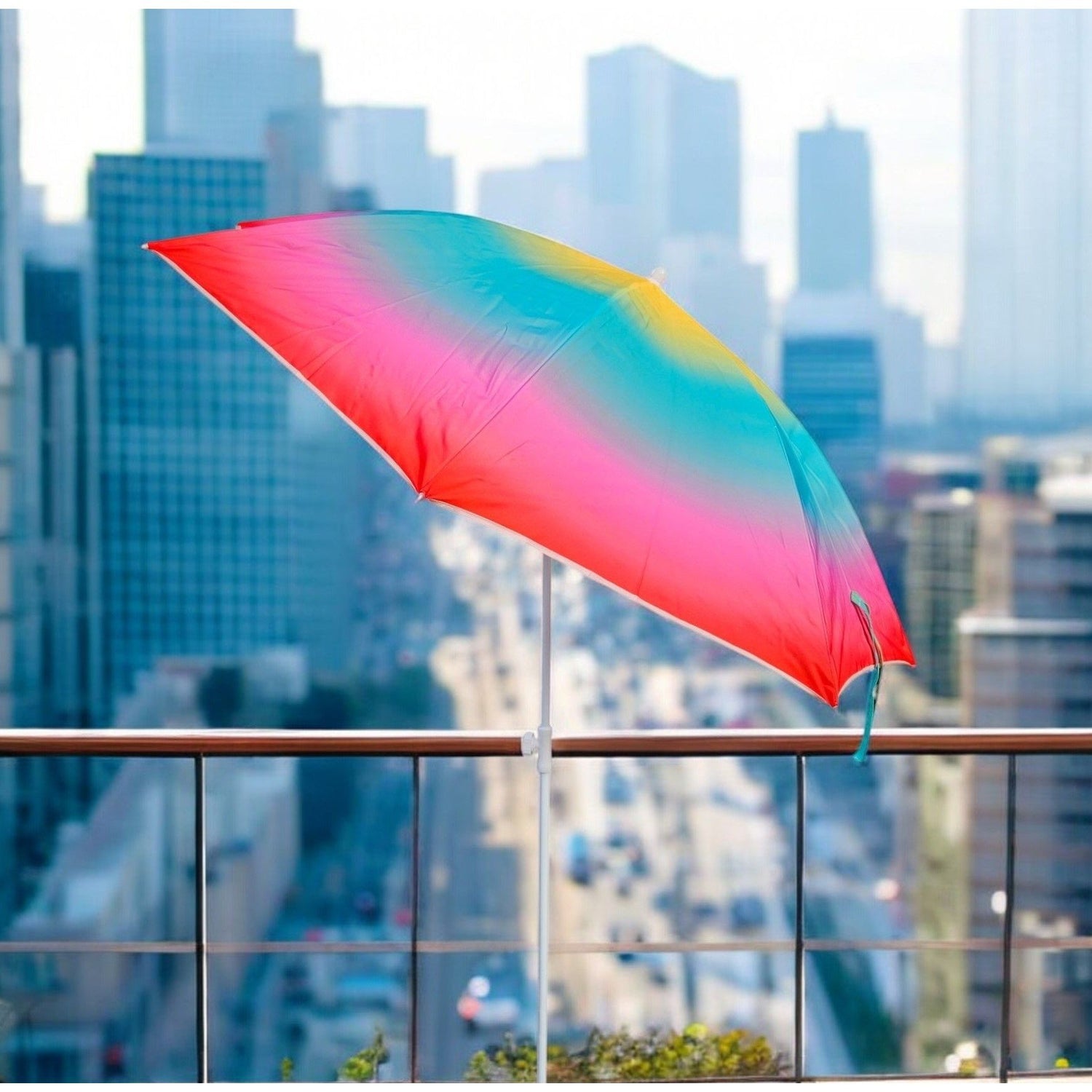 Parasol beach umbrella balcony umbrella UV protection 50+ yellow red 155 cm colorful