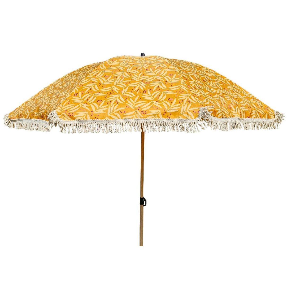 Parasol beach umbrella UV protection with bag fringes yellow Ø 170 cm
