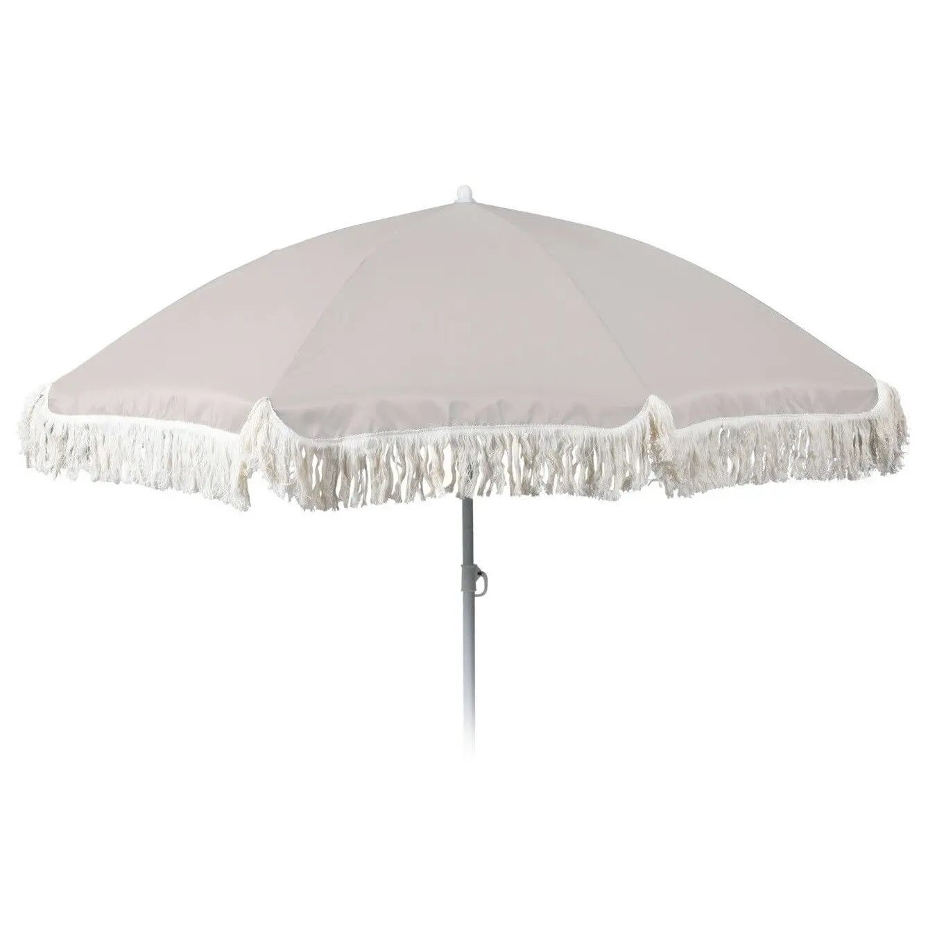Parasol UV protection 30+ beach umbrella with fringes balcony umbrella umbrella Ø 155 cm light grey