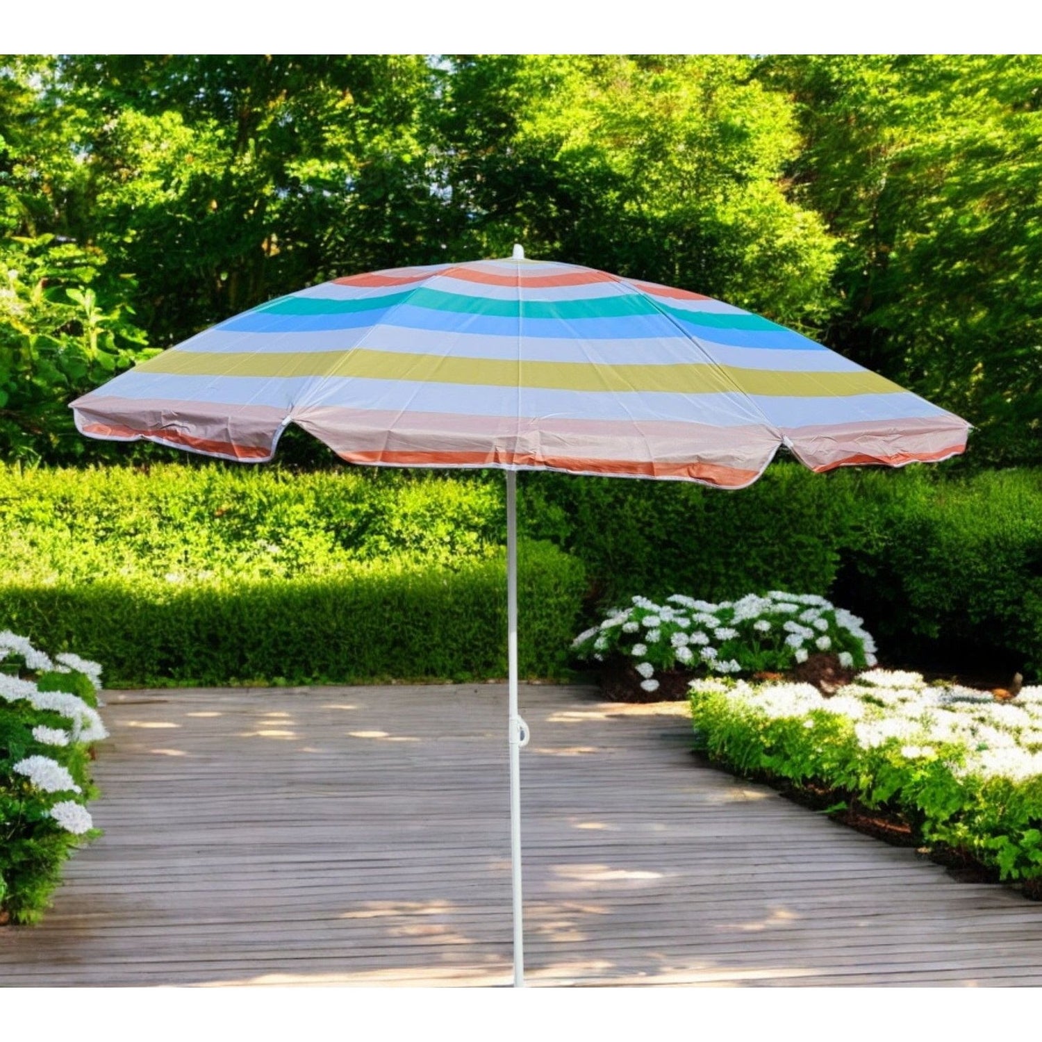 Parasol beach umbrella balcony umbrella UV protection 30+ striped 155 cm colorful
