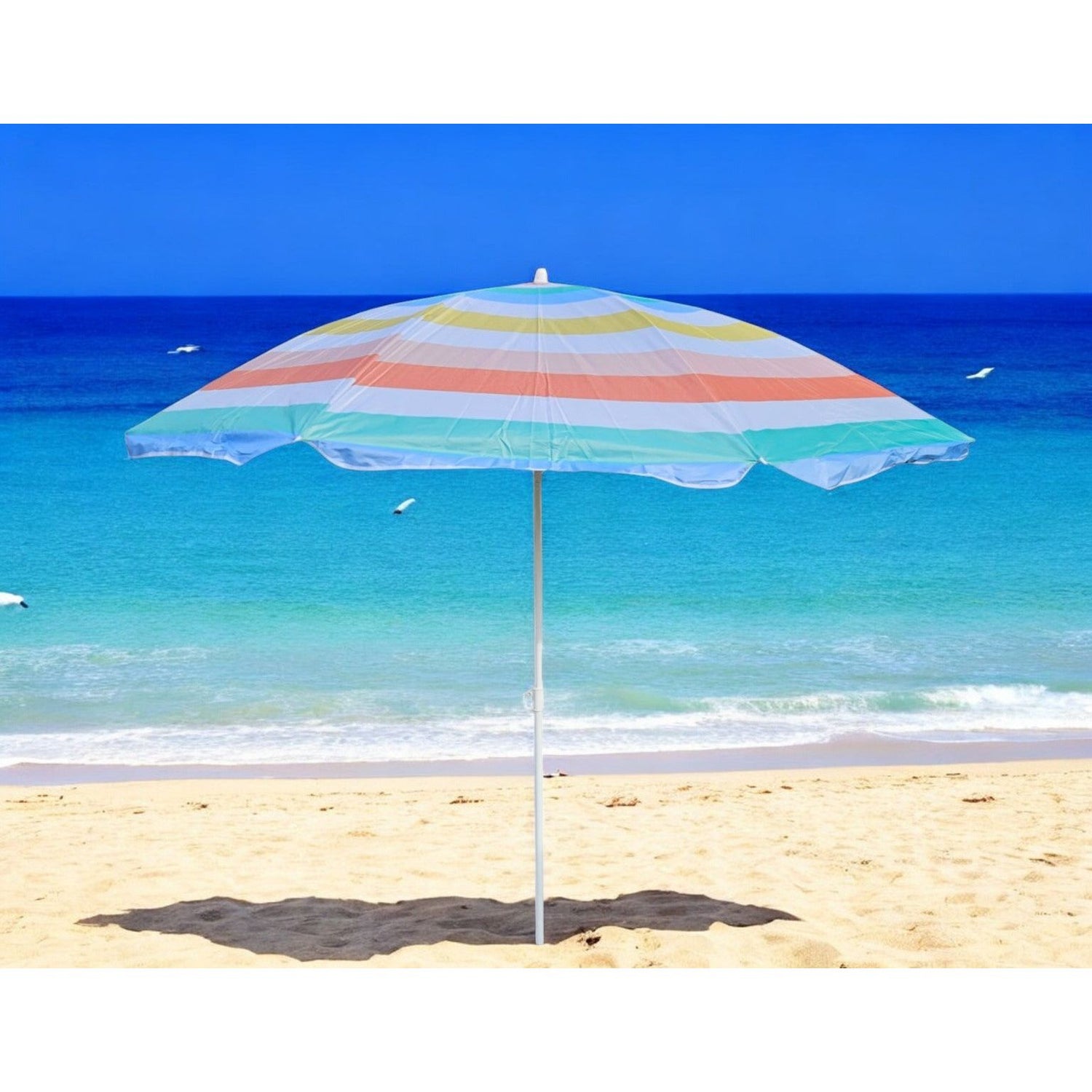 Parasol beach umbrella balcony umbrella UV protection 30+ striped 155 cm colorful