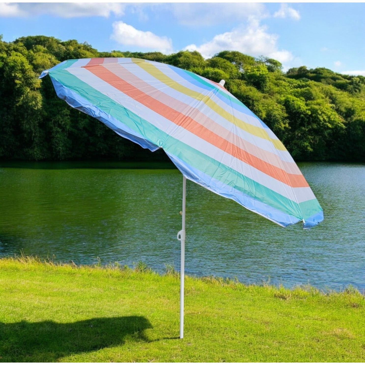 Parasol beach umbrella balcony umbrella UV protection 30+ striped 155 cm colorful