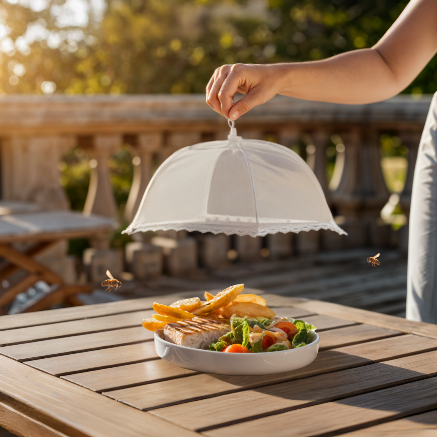 Food cover cover fly hood white set of 2 30x30 cm foldable