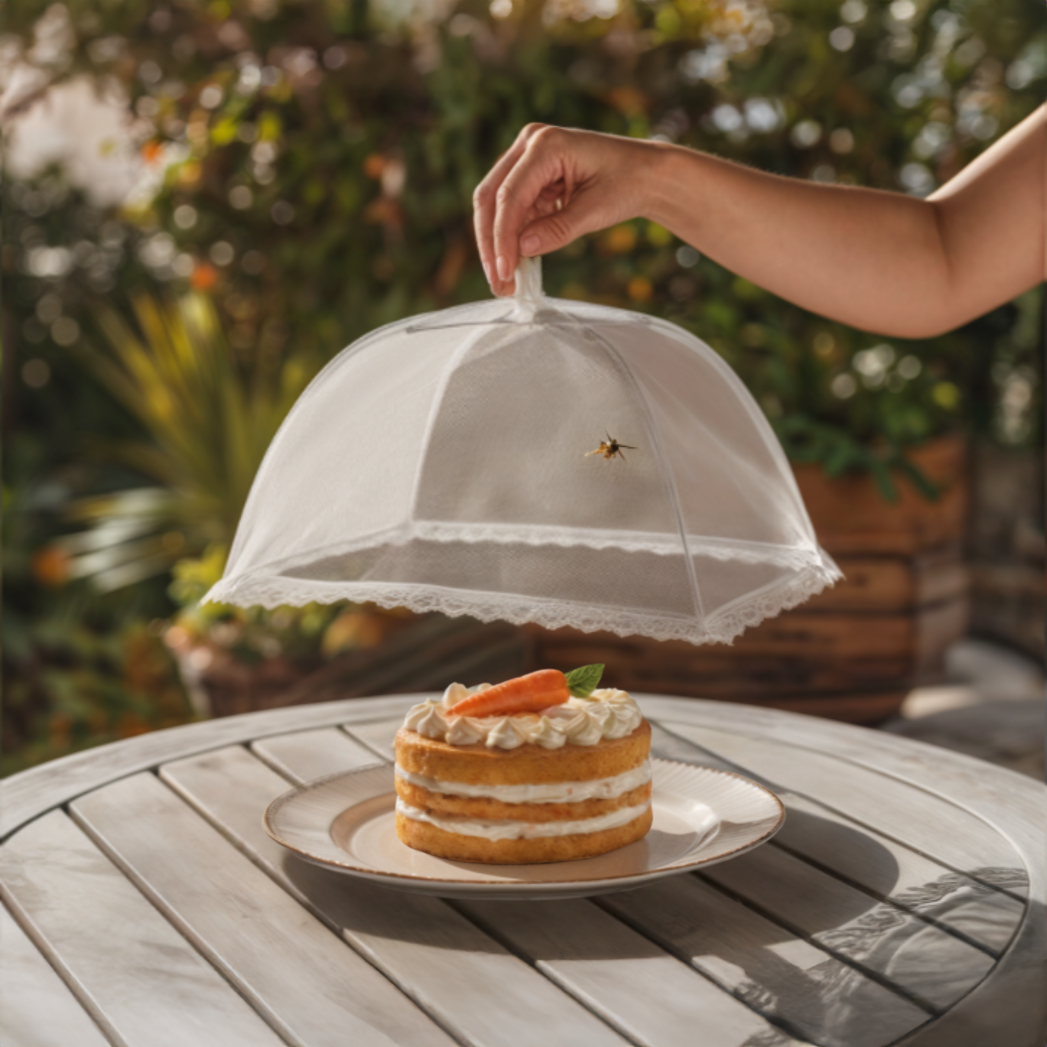 Food cover cover fly hood white set of 2 30x30 cm foldable