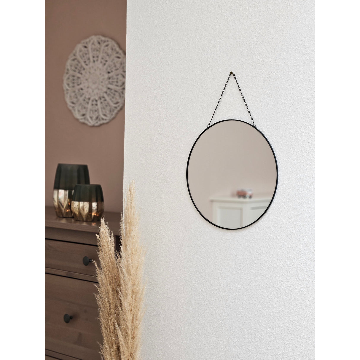 Mirror round 30 cm wall mirror metal black glass make-up mirror decorative mirror