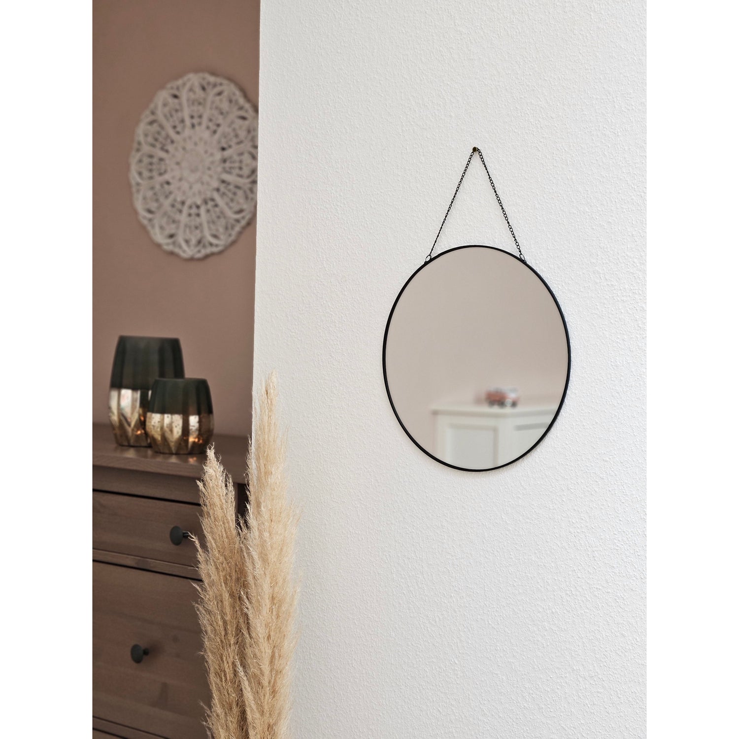 Mirror round 30 cm wall mirror metal black glass make-up mirror decorative mirror