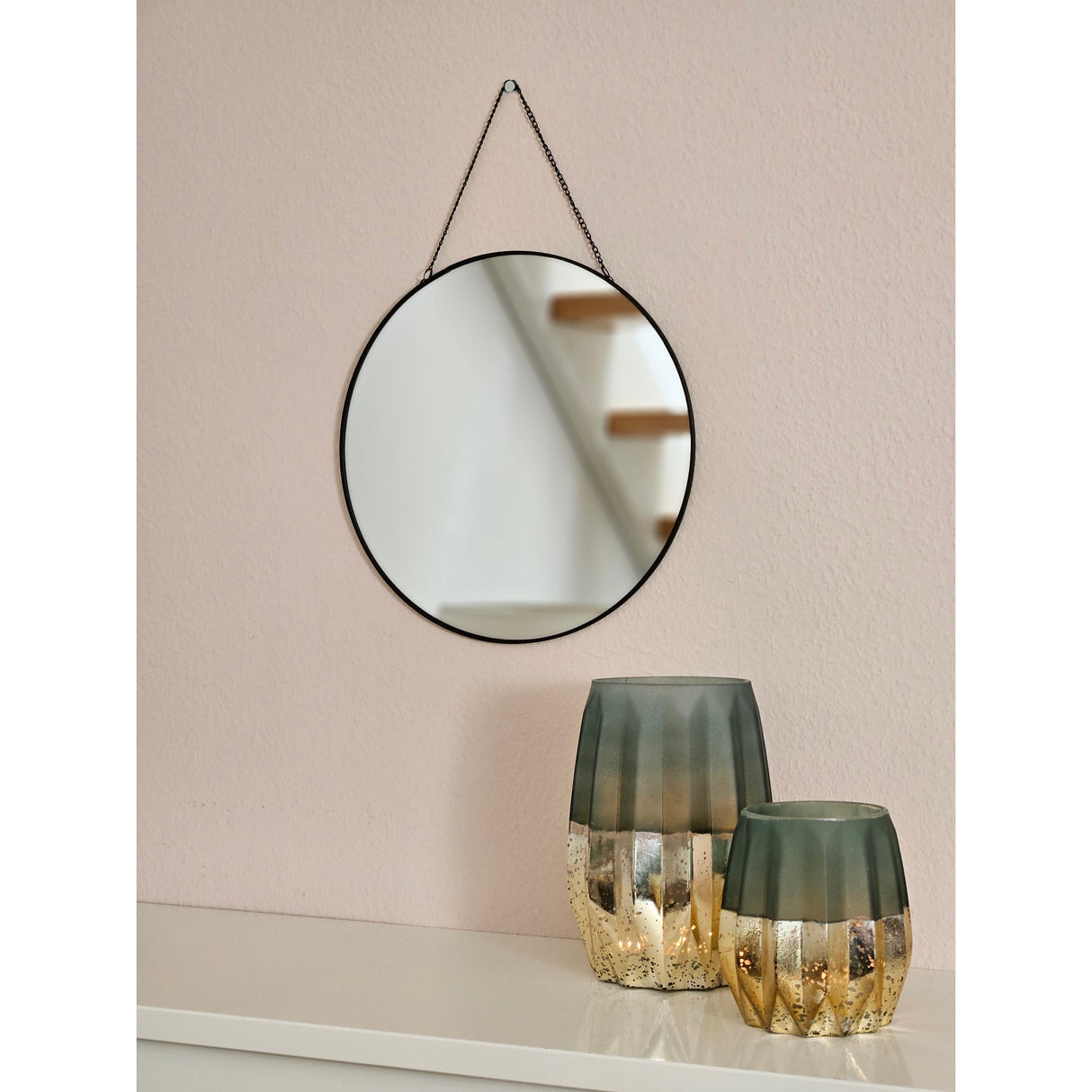 Mirror round 30 cm wall mirror metal black glass make-up mirror decorative mirror