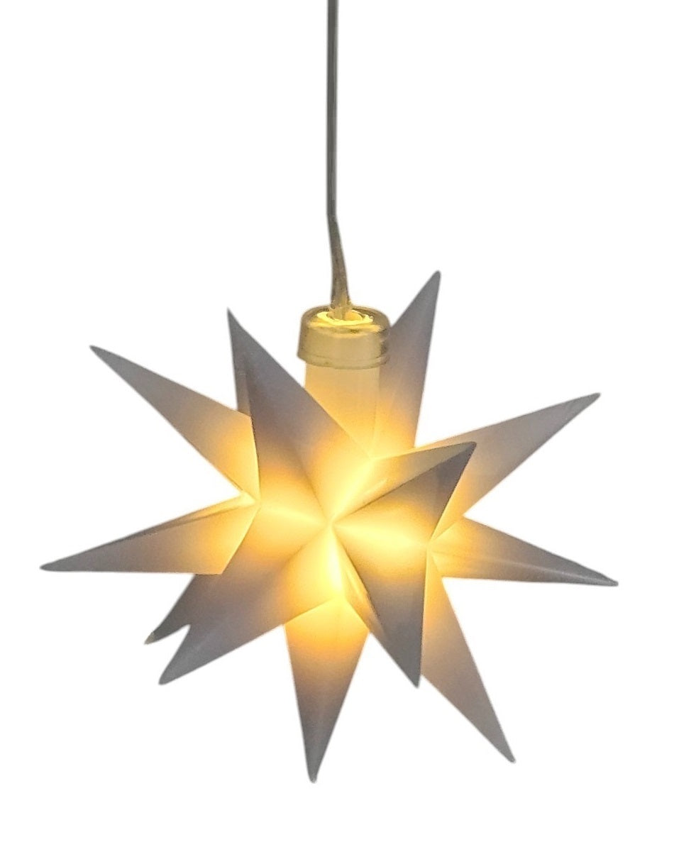 Stern 3D Weihnachtsbeleuchtung Beleuchtung Rot weiß LED Batterie Timer 8 cm