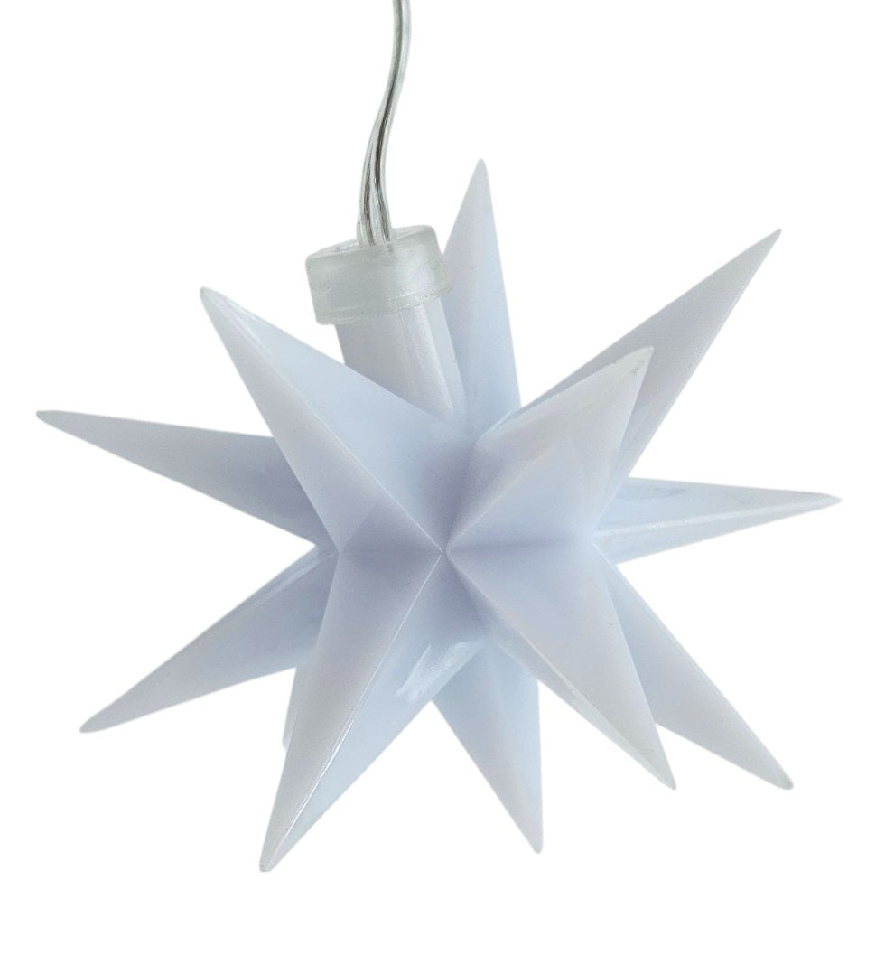 Stern 3D Weihnachtsbeleuchtung Beleuchtung Rot weiß LED Batterie Timer 8 cm