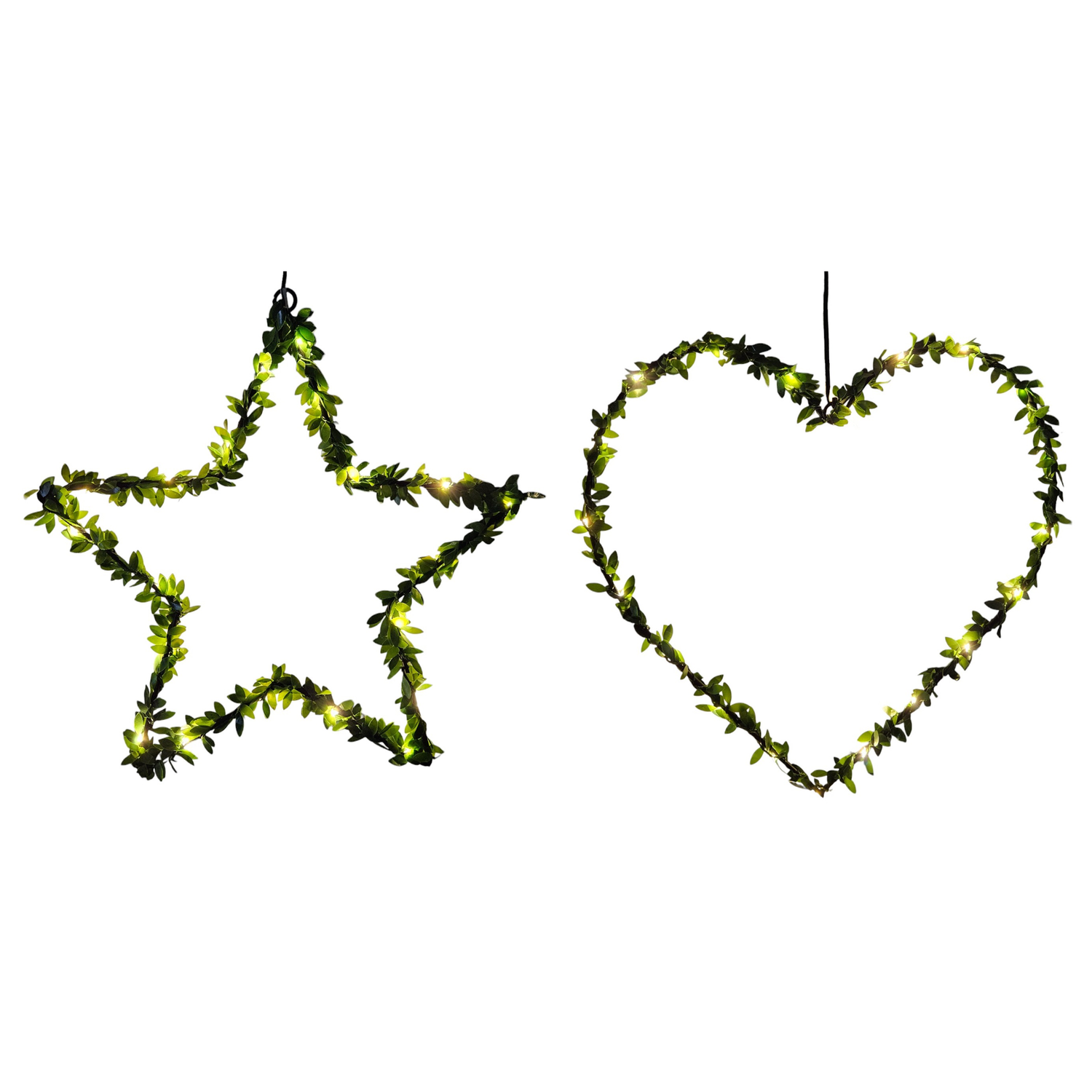 Heart Star Window LED Silhouette Warm White Christmas Lighting 30cm Decoration Green