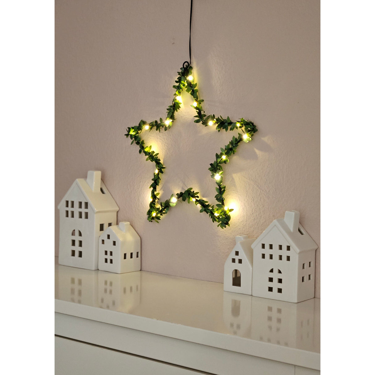 Heart Star Window LED Silhouette Warm White Christmas Lighting 30cm Decoration Green