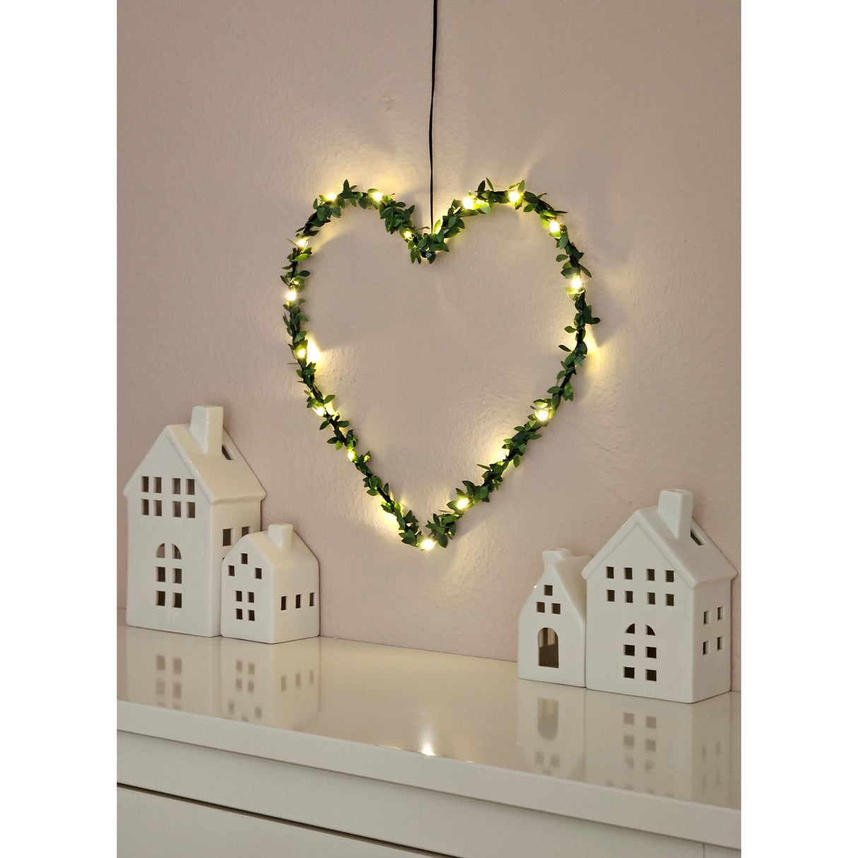Heart Star Window LED Silhouette Warm White Christmas Lighting 30cm Decoration Green