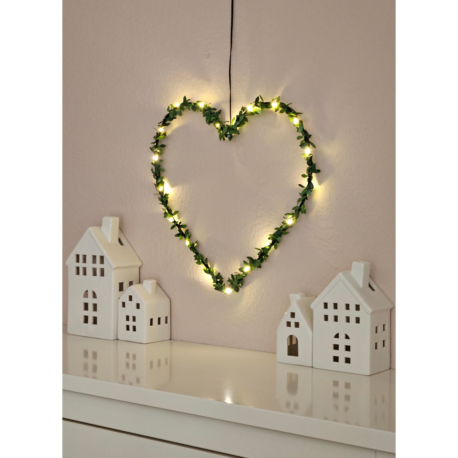 Heart Star Window LED Silhouette Warm White Christmas Lighting 30cm Decoration Green