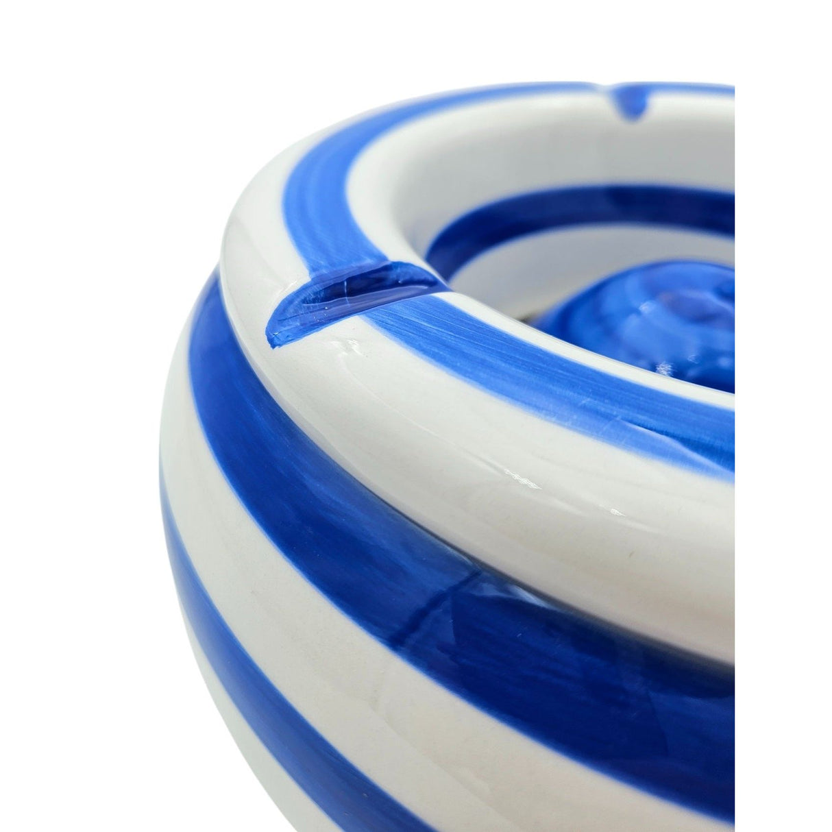 Storm ashtray Mykonos M / XXL 23 cm Maritime blue white ashtray striped