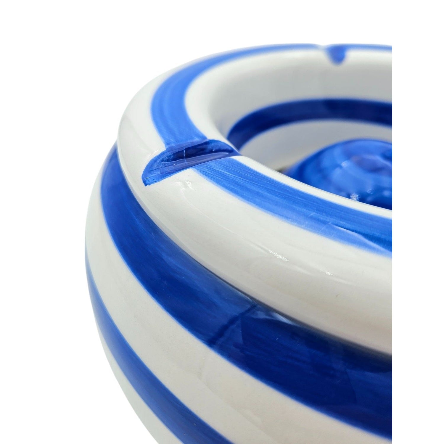 Storm ashtray Mykonos M / XXL 23 cm Maritime blue white ashtray striped