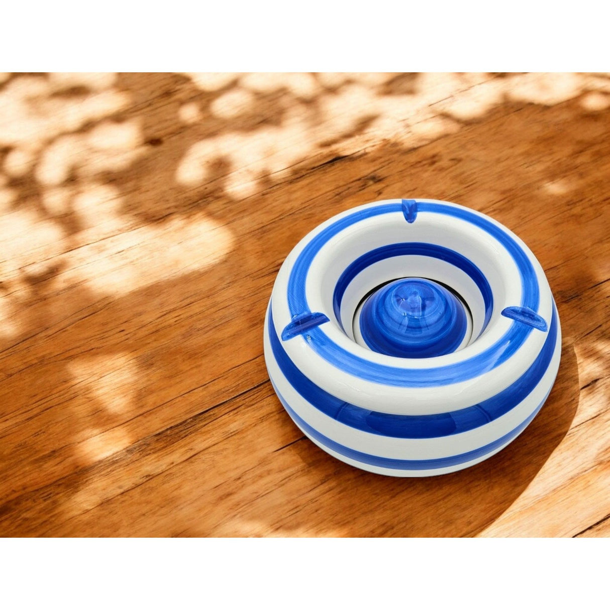 Storm ashtray Mykonos M / XXL 23 cm Maritime blue white ashtray striped