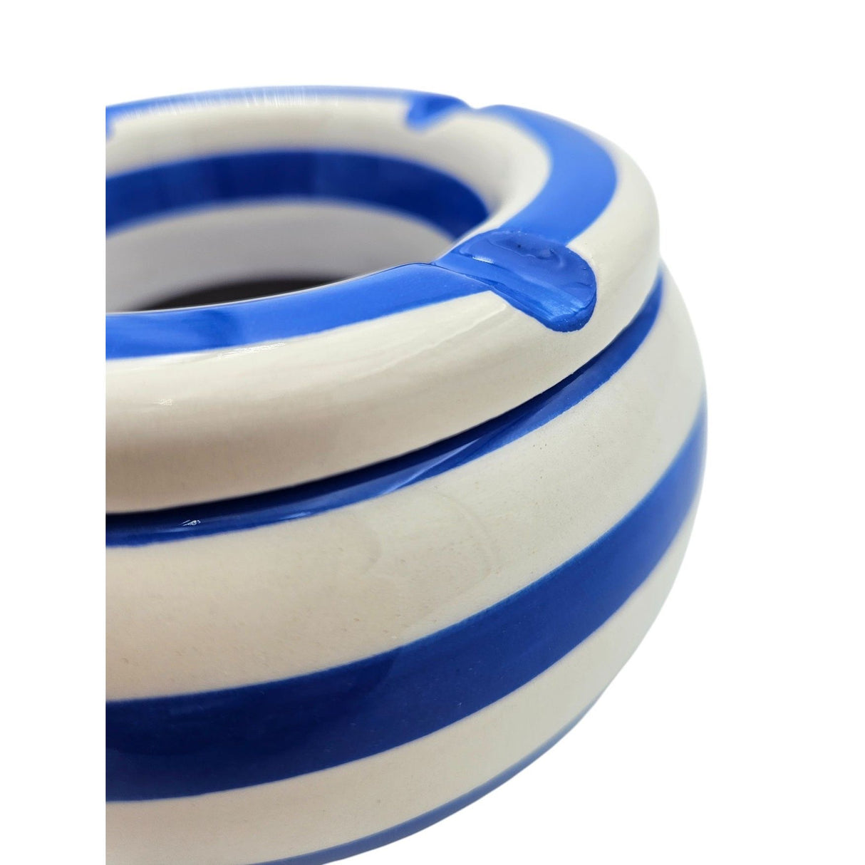 Storm ashtray Mykonos M / XXL 23 cm Maritime blue white ashtray striped