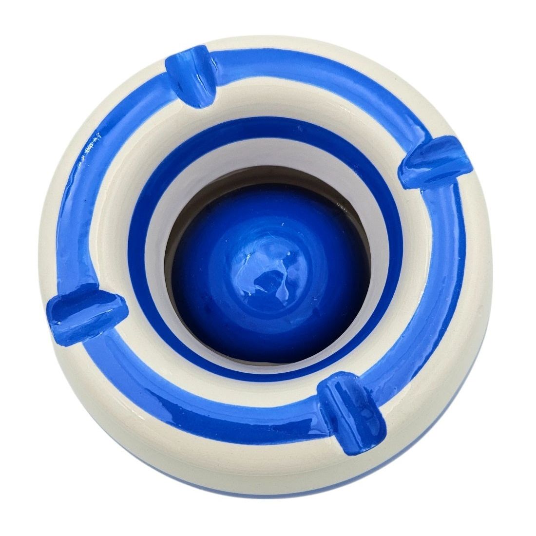 Storm ashtray Mykonos M / XXL 23 cm Maritime blue white ashtray striped