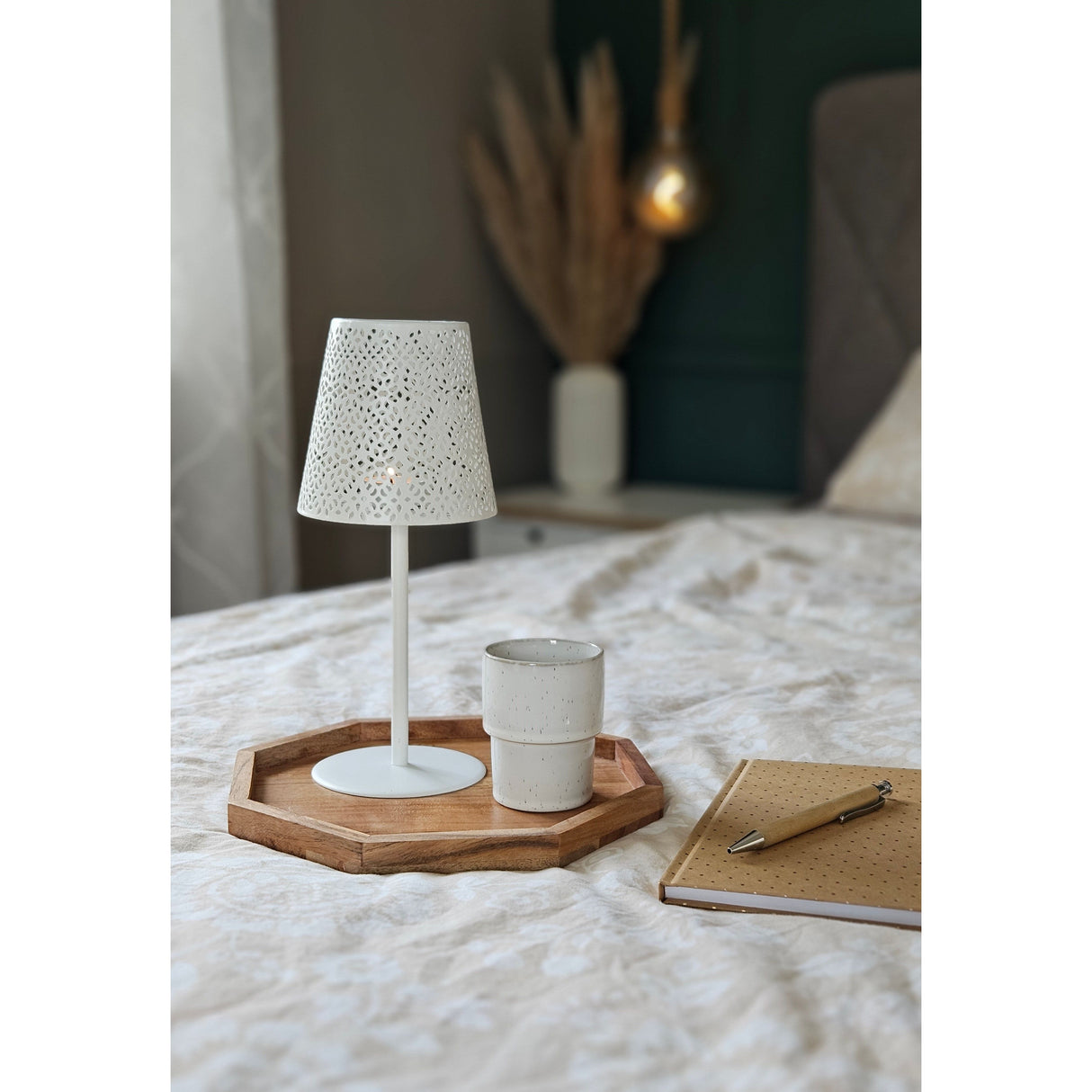 Tray decorative tray octagonal acacia 25 cm wooden tray modern candle tray